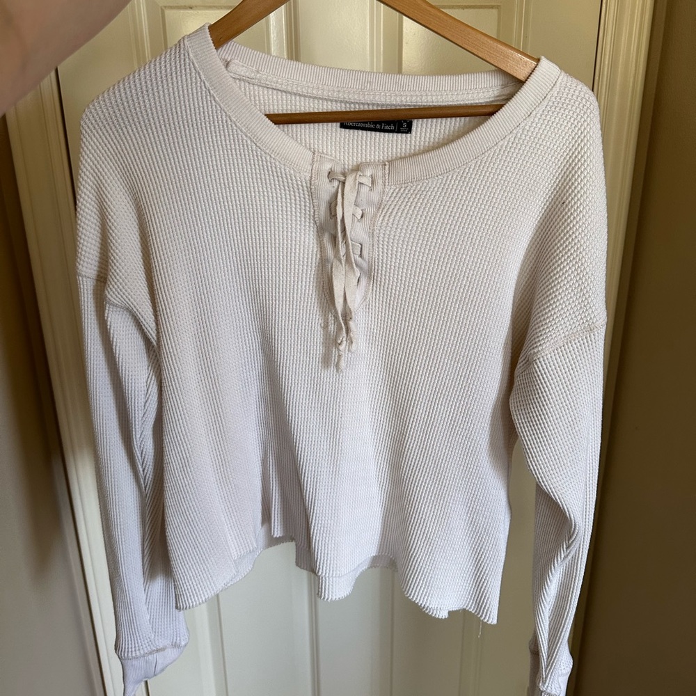 Abercrombie & Fitch Cream Sweatshirt off white size S lace up front